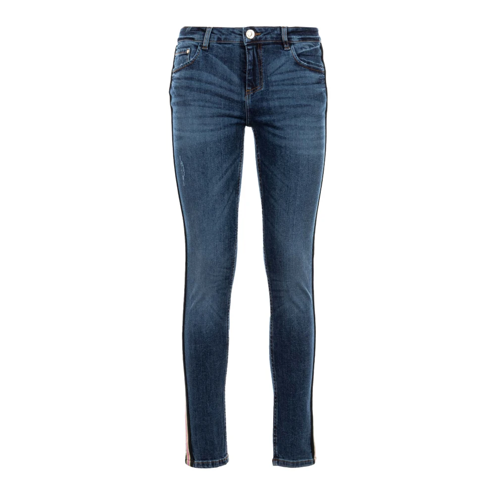 Fracomina Dames Denim Jeans Amerikaanse Wassing Blauw Blue Dames