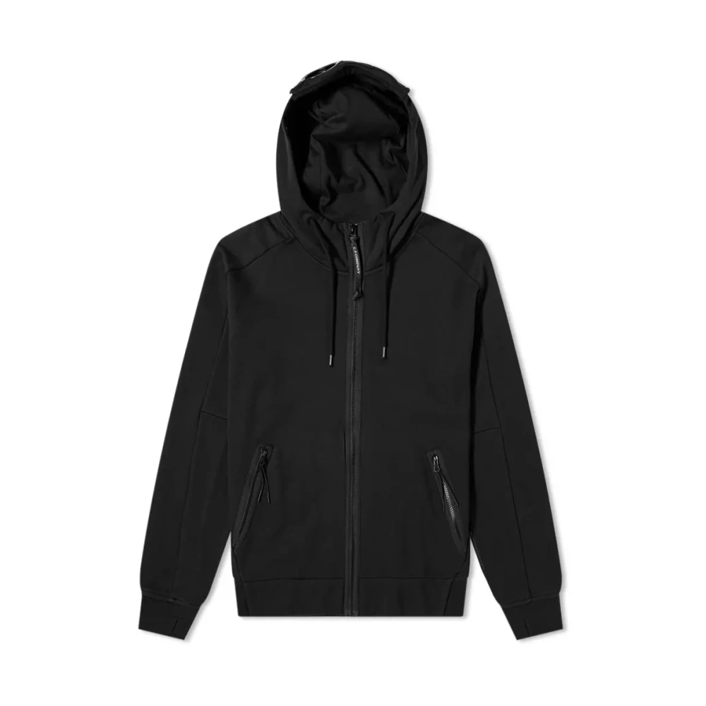 C.p. Company Diagonal Raised Fleece Goggle Zip Hoodie Black, Herr