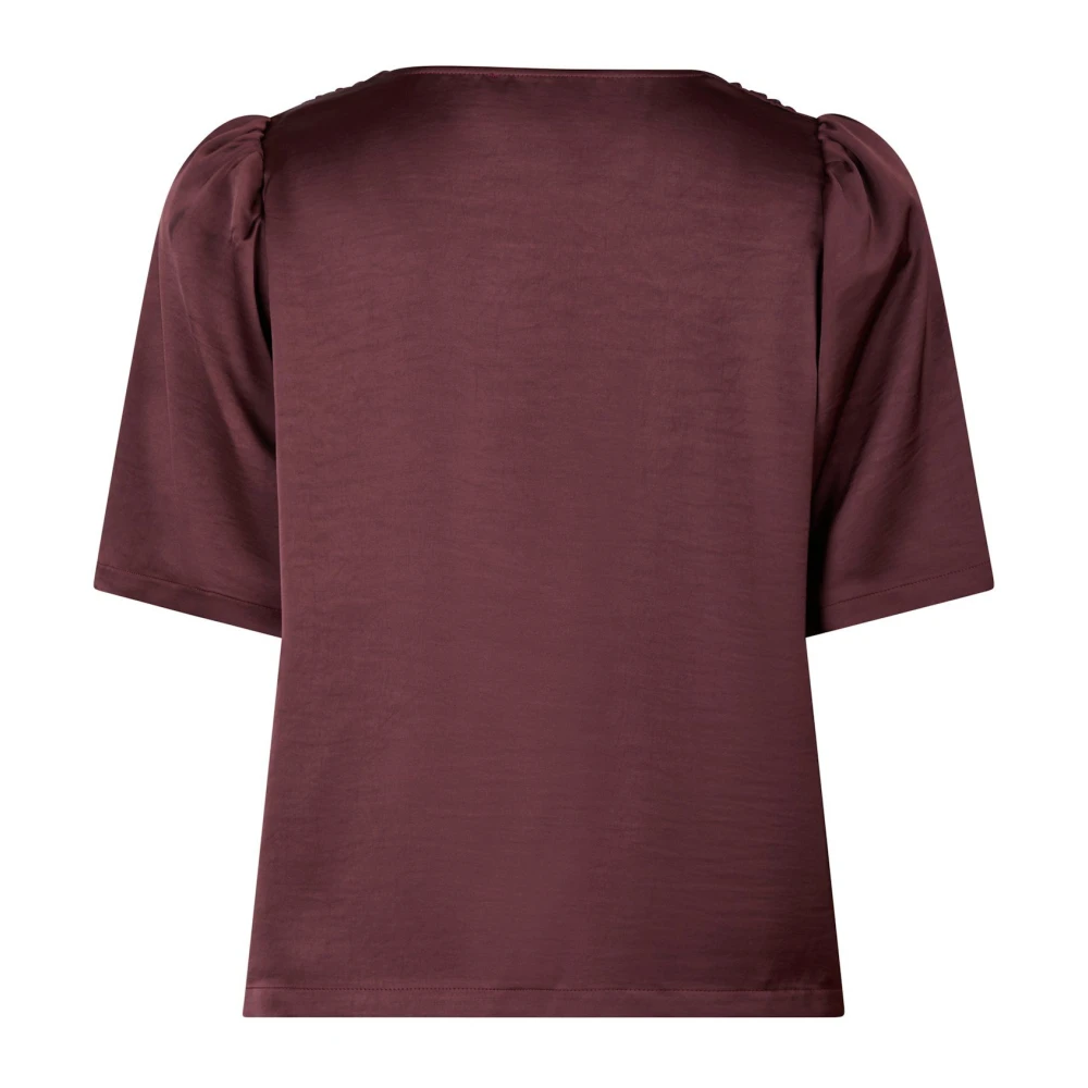 NEO NOIR Bordeaux Satijnen Blouse met Schouderpads Red Dames