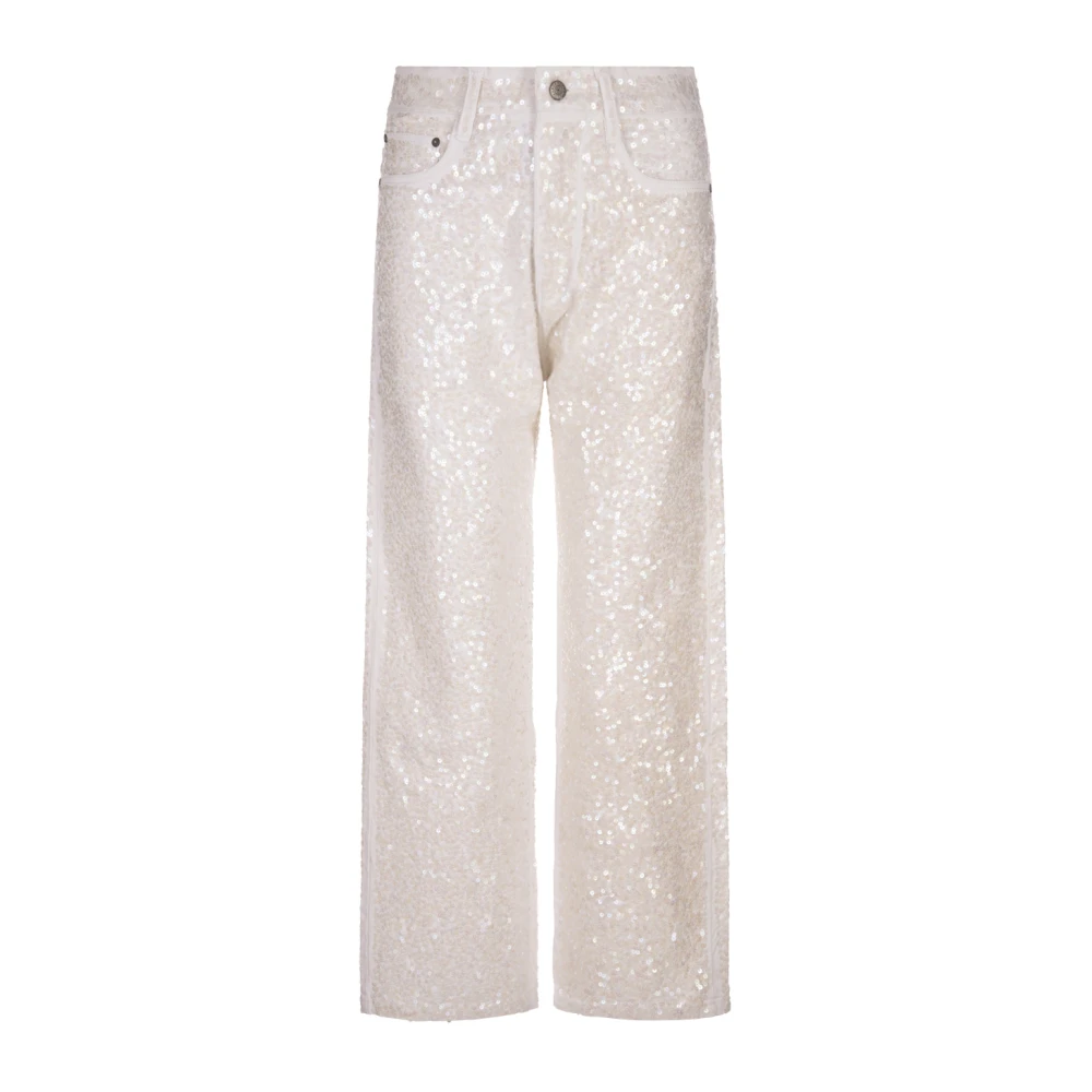 P.a.r.o.s.h. Witte Pailletten Straight-Leg Jeans White Dames