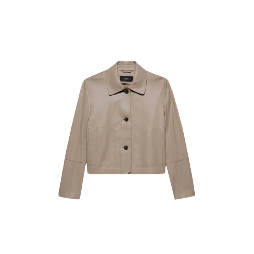Arma Minimalistische Leren Knoopsluiting Jas Gray Dames