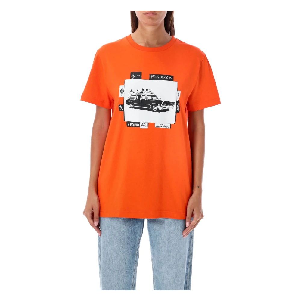 JW Anderson JO B Bedrukt Logo T-Shirt Orange Dames