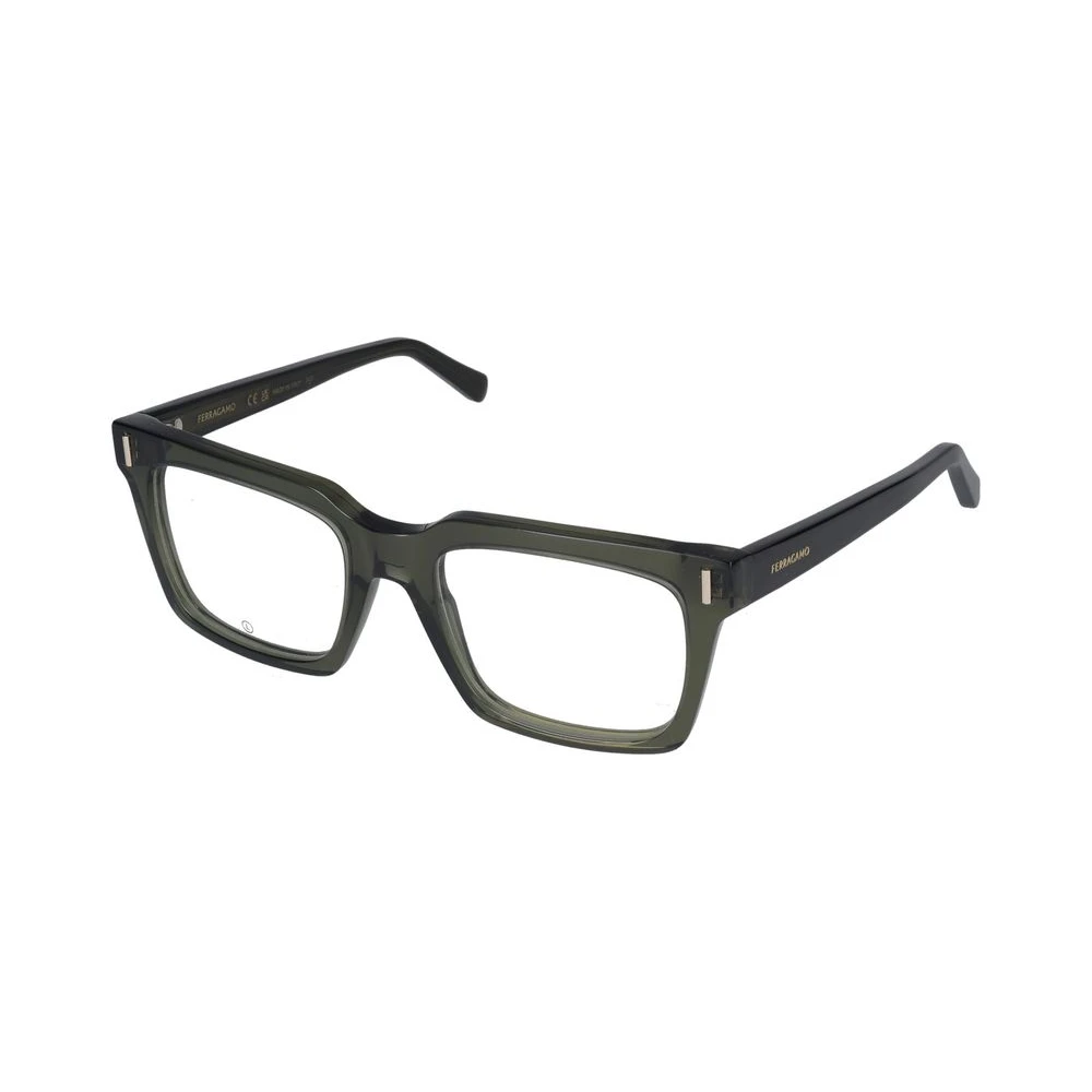 Ferragamo Women's Green Glasses, 53 Mm, Transparent Khaki Eyeglasses Stylish Model