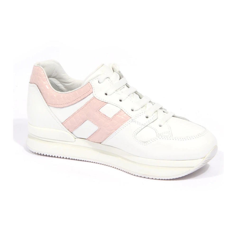 Hogan Witte Coconut Effect Veterschoen Dames Schoenen