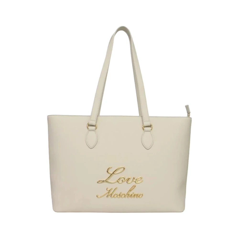 Moschino Ivoor Schoudertas met Gouden Details Beige Dames