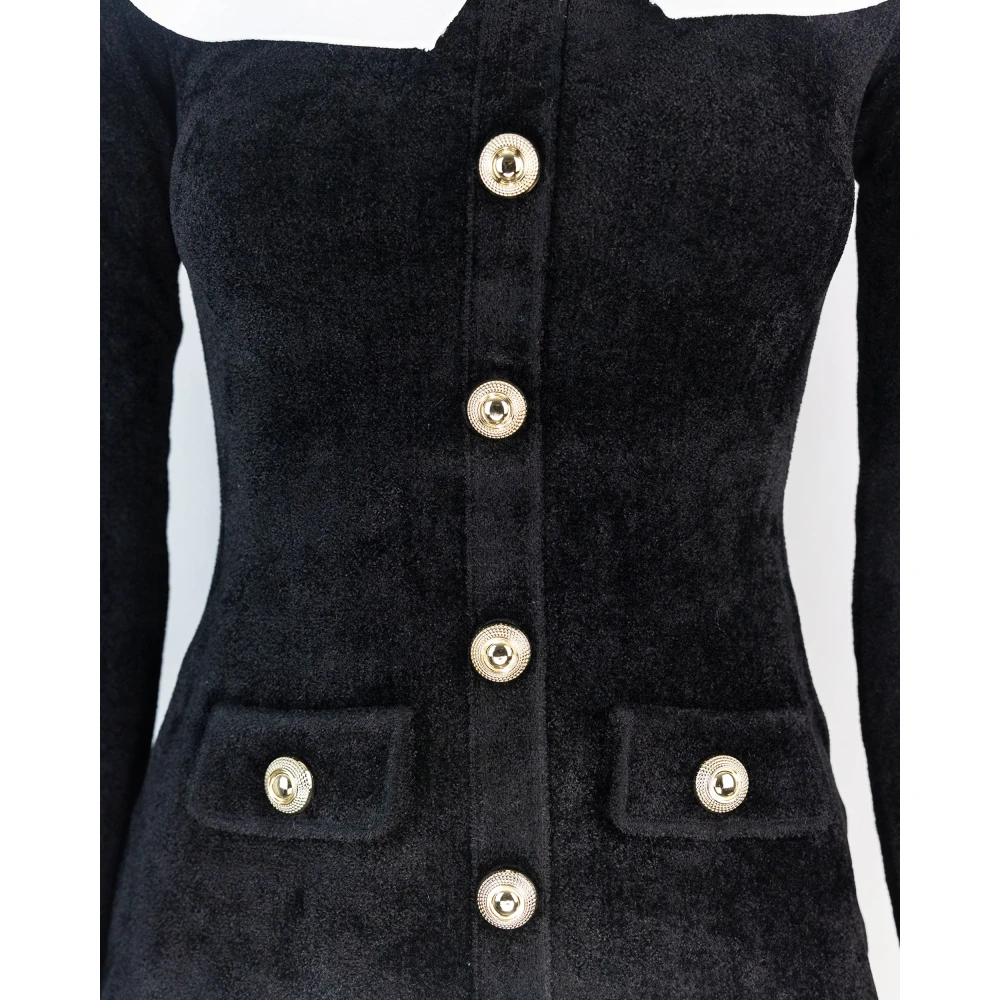 Self Portrait Zwarte knoopversierde top Black Dames