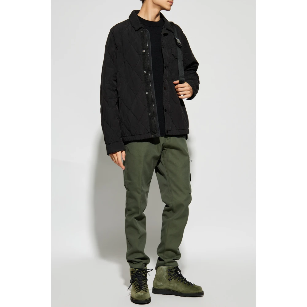 Stone Island Gewatteerde jas met logo Black Heren