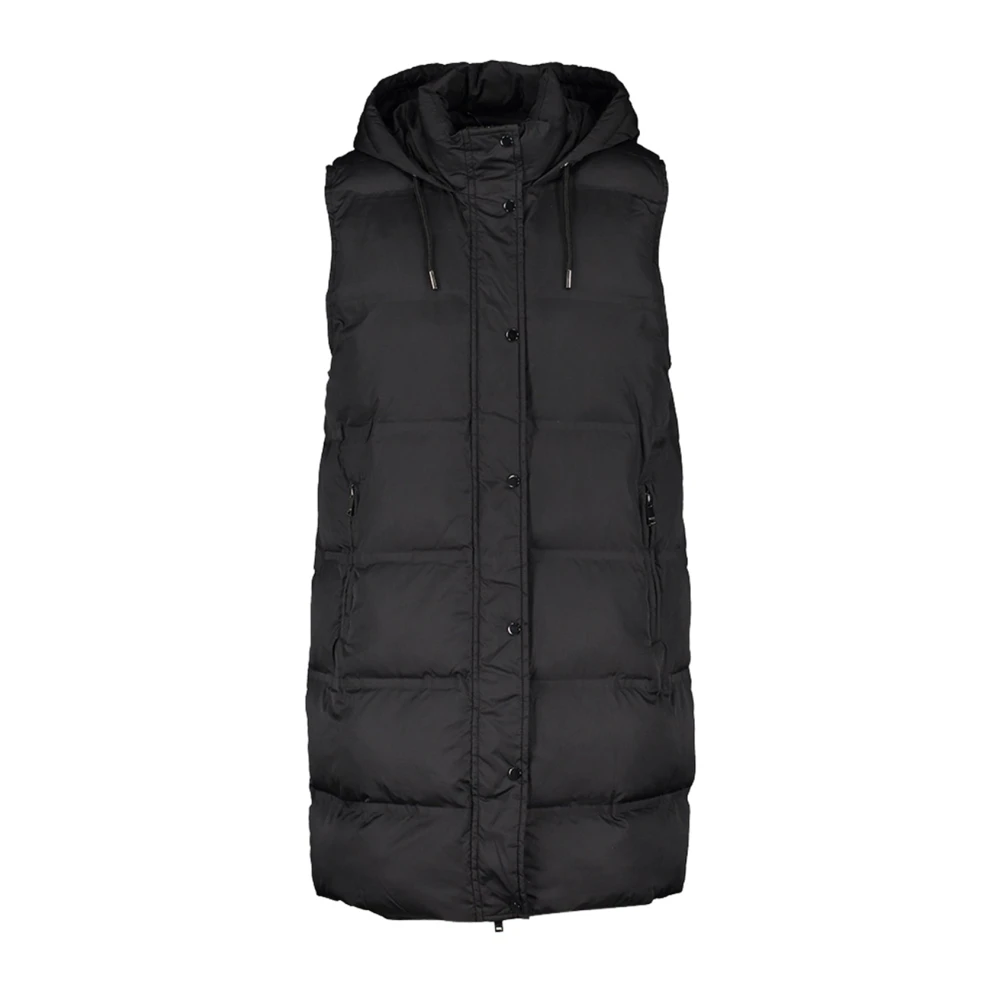 Kocca Lang gewatteerd vest met rits en capuchon Black Dames