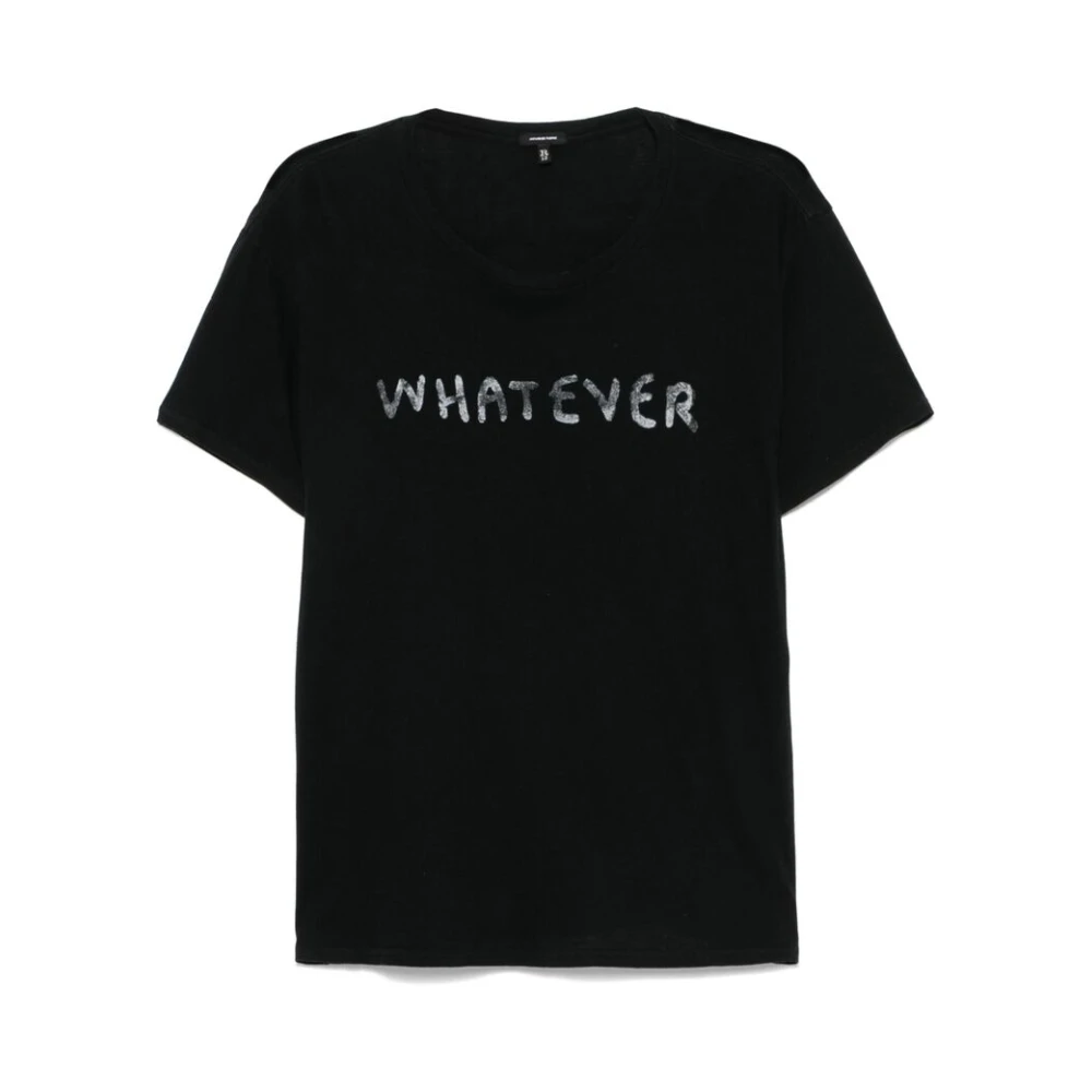 R13 Zwarte Crew Neck Korte Mouw T-shirt Black Heren