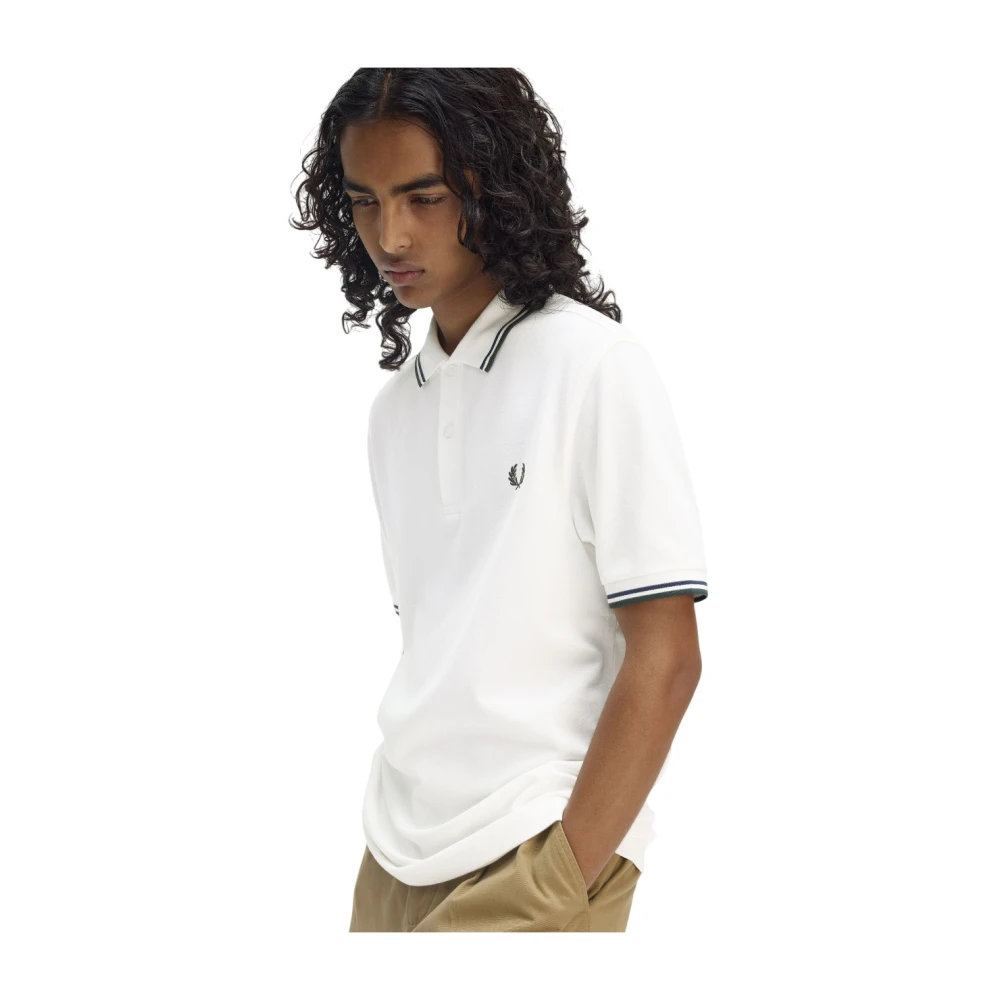 Fred Perry Polo met dubbele streep White Heren