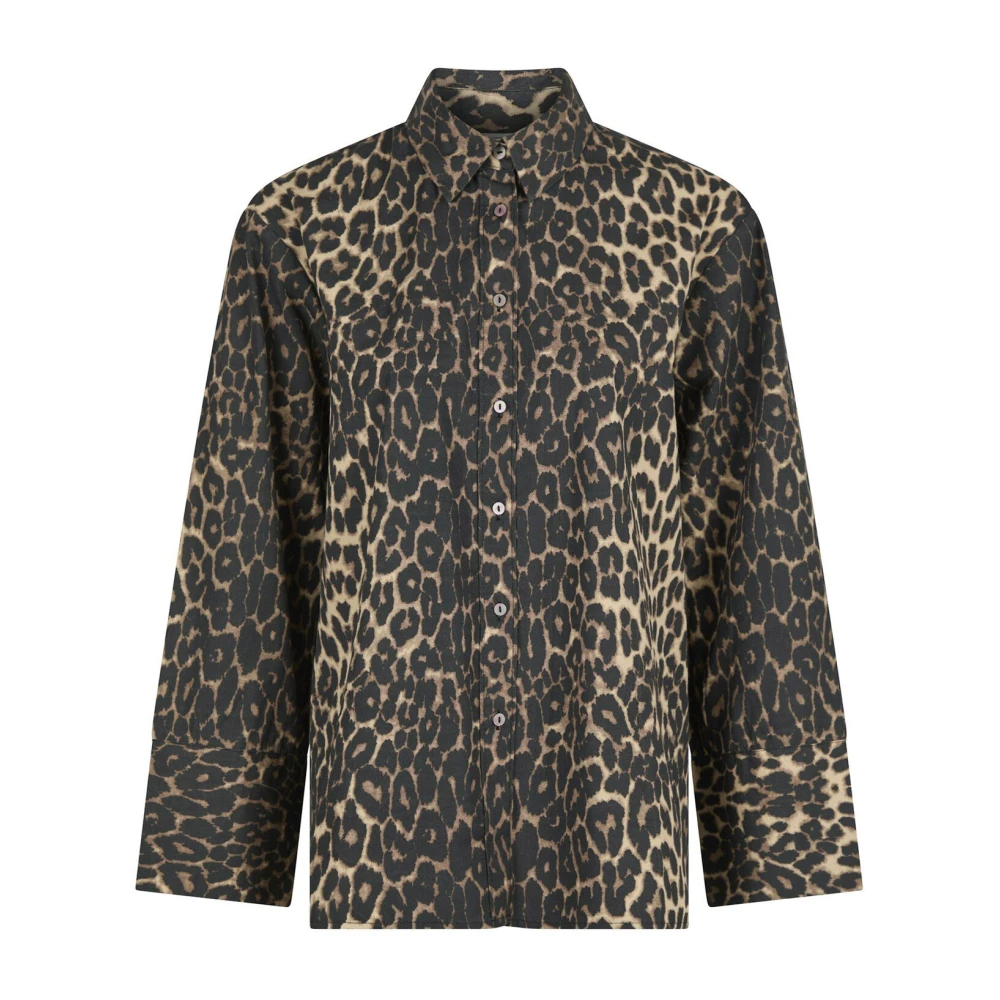 NEO NOIR Luipaardprint Shirt met Lange Mouwen Brown Dames