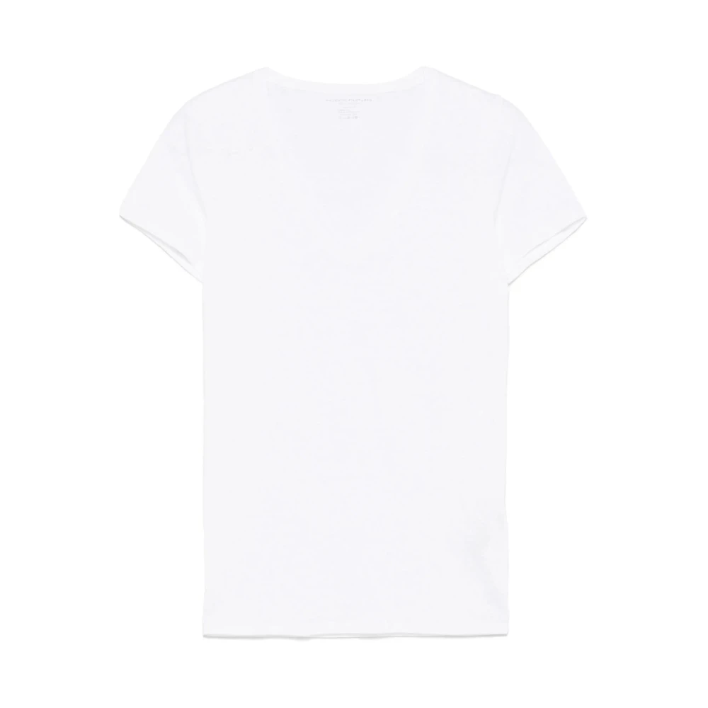 Majestic filatures Witte V-hals T-shirt Korte Mouwen White Dames