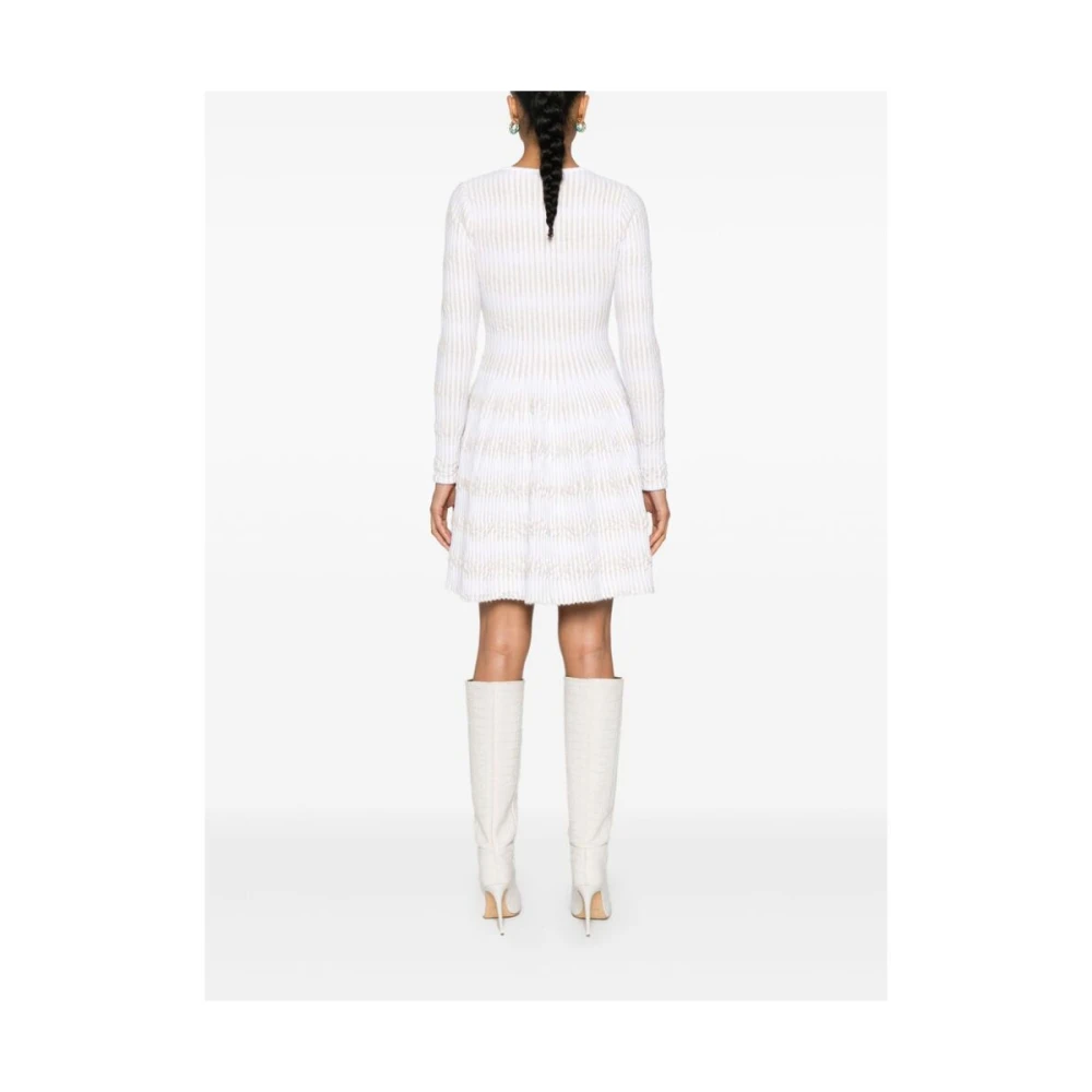 Antonino Valenti Metallic Draad Jacquard Gebreide Jurk White Dames