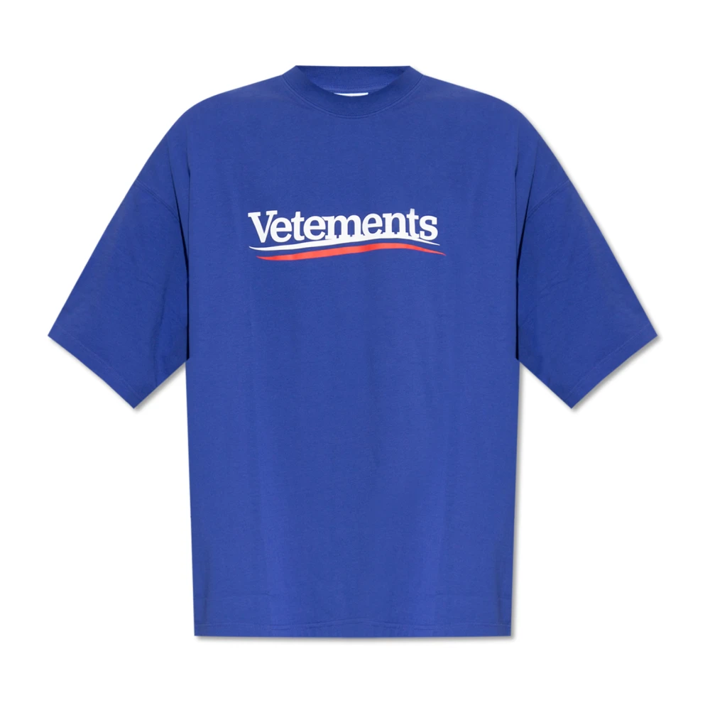 Vetements T-shirt met logo Blue Heren