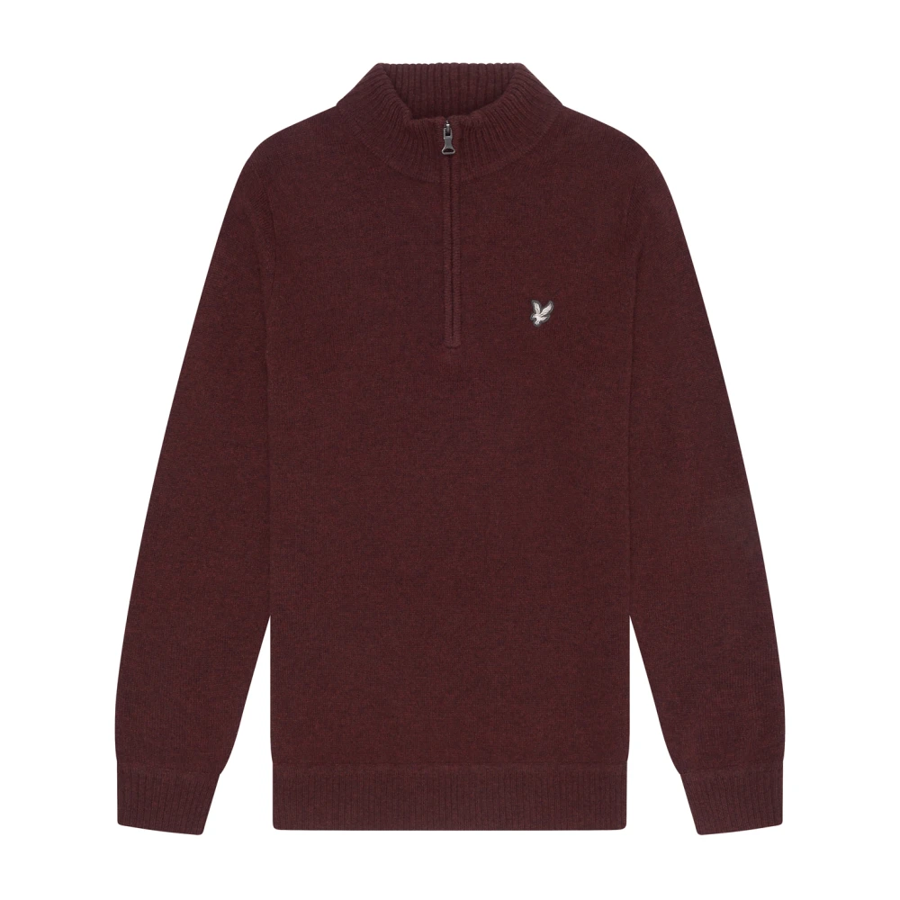 Lyle & Scott Gebreide Lamswol Quarter Zip Trui Red Heren
