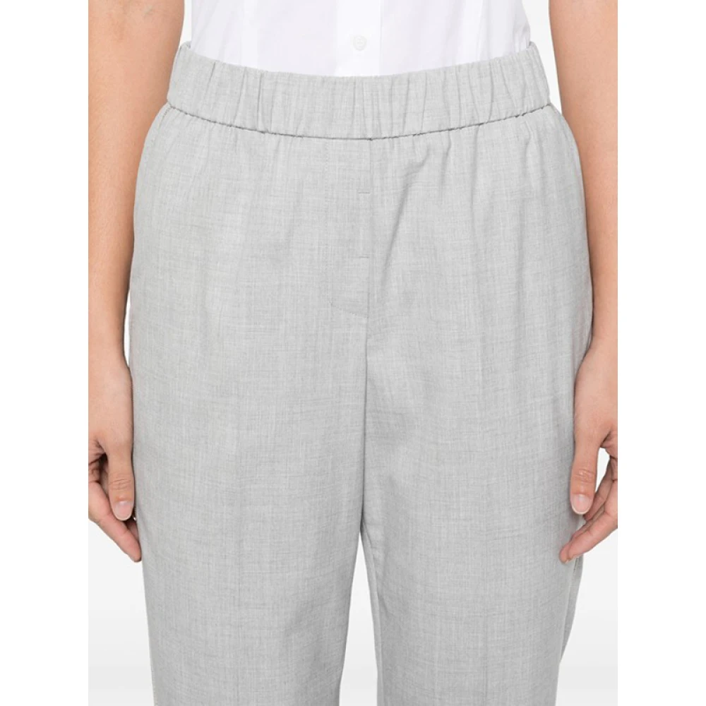 PESERICO Grijze broek met kraaltrim en zakken Gray Dames