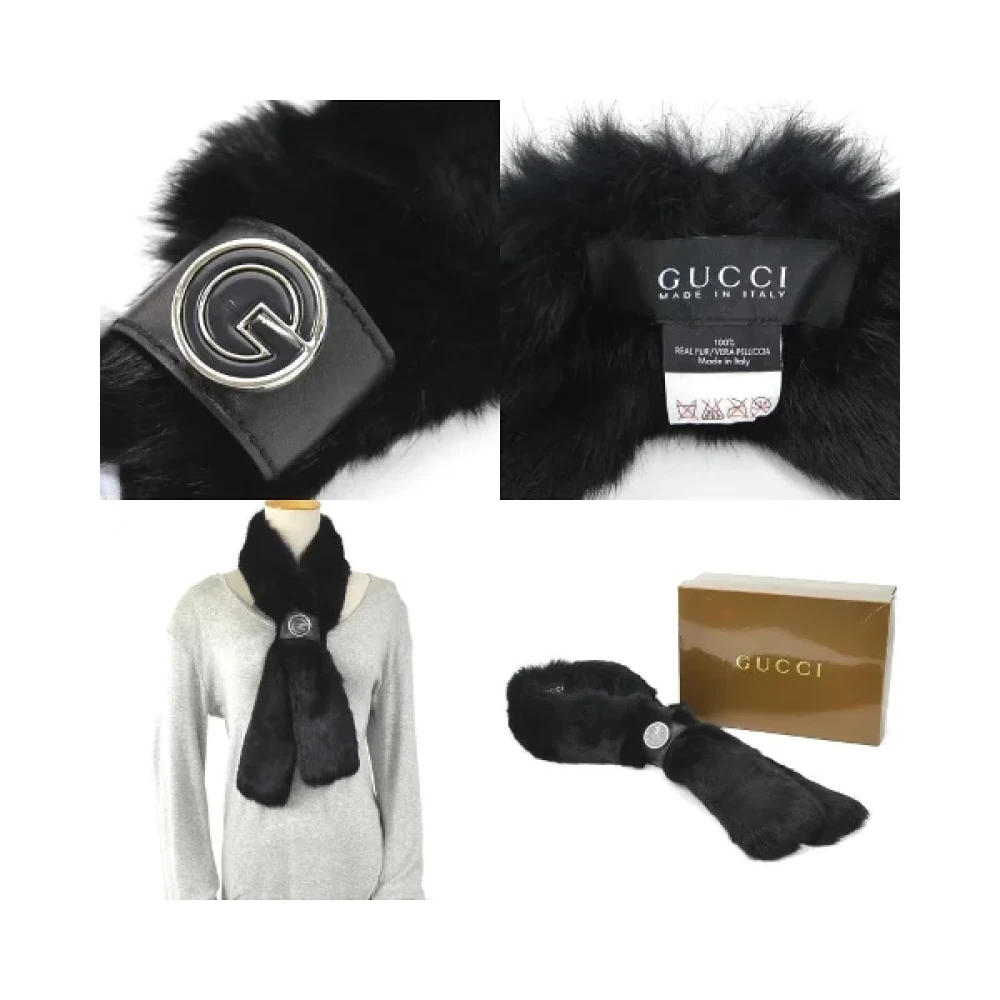 Gucci Vintage Zwarte Wol Gucci Sjaal Black Dames