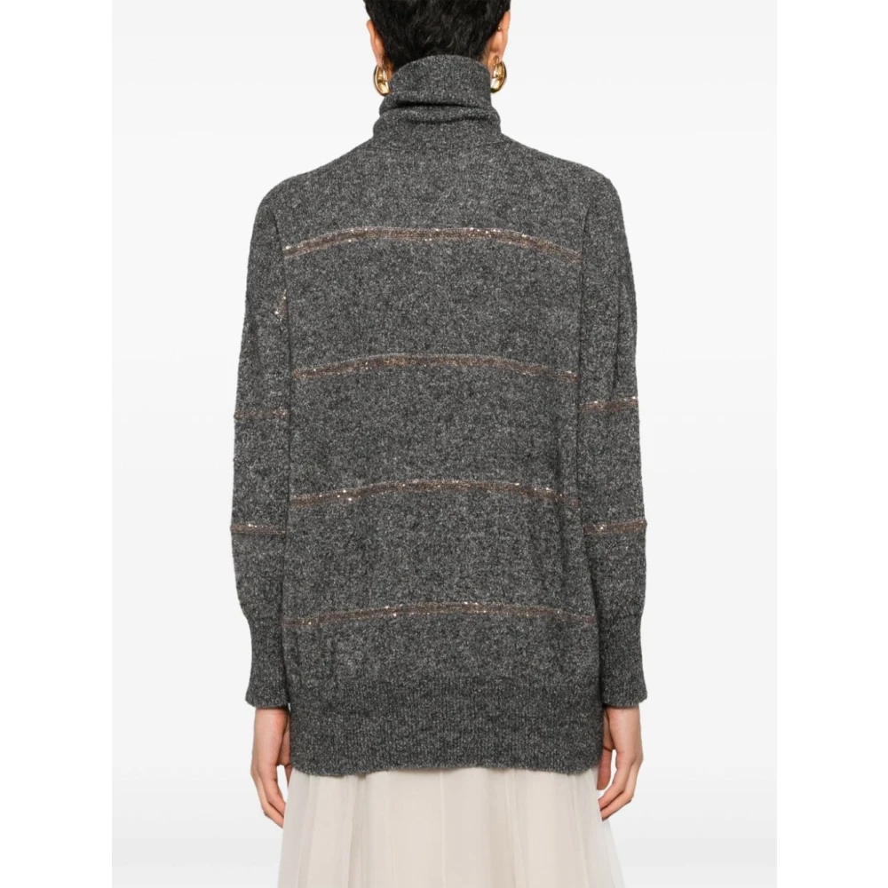 BRUNELLO CUCINELLI Pailletten versierde coltrui Gray Dames
