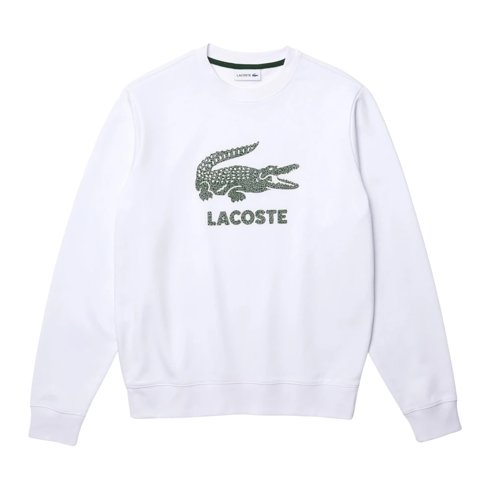 Lacoste Klassieke Krokodil Print Sweatshirt White Heren