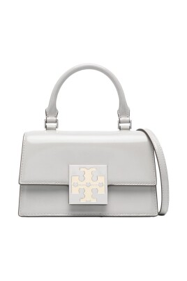 Tory Burch Tasche Kira Chevron in Leder Grau