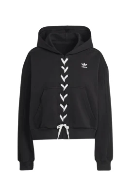 Cropped Hoodie med spetsdetaljer