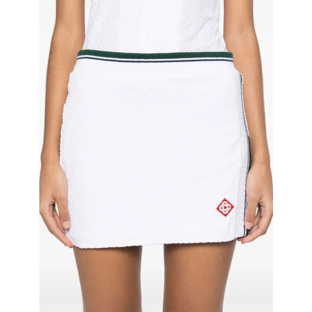 Casablanca Monogram Minirok Wit Geribbelde Elastische Taille White Dames