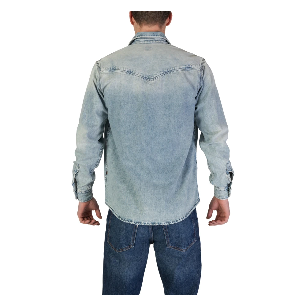 Hugo Boss Blauw Katoenen Overhemd Lange Mouw Blue Heren