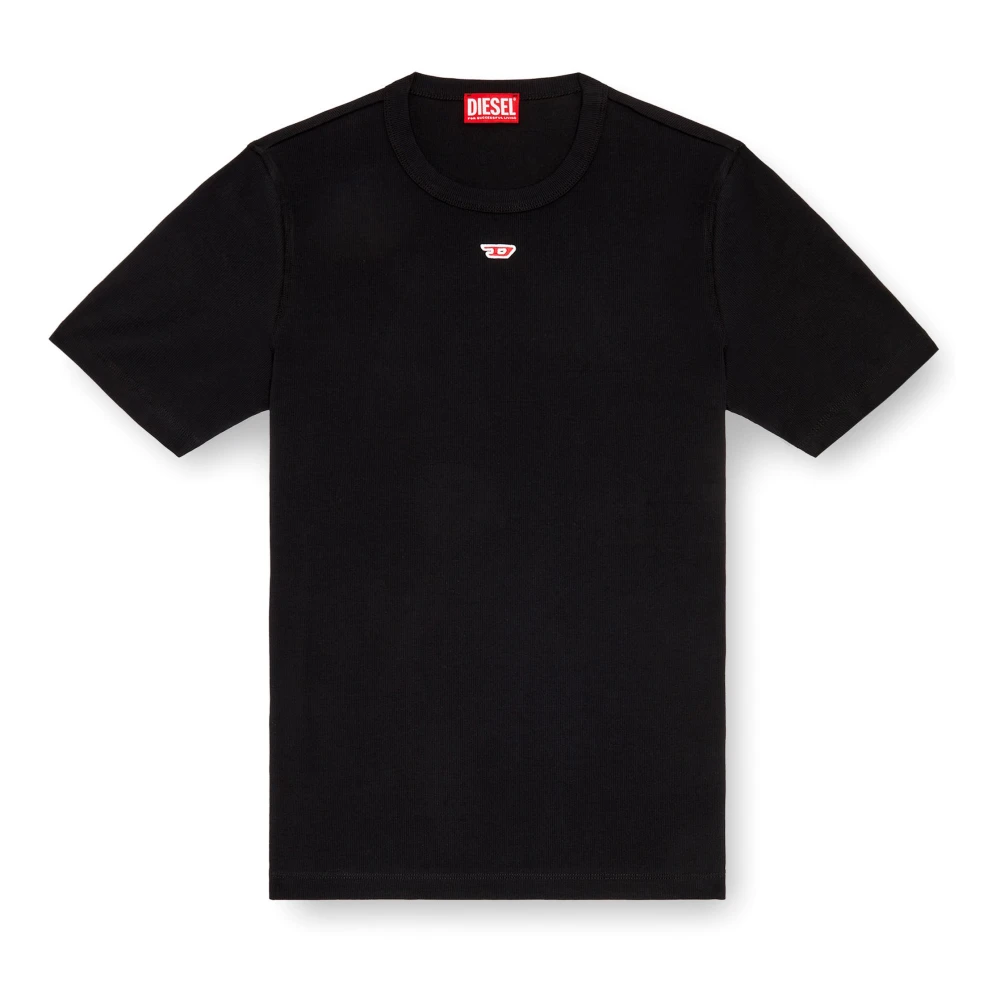 Diesel Zwarte katoenen T-shirt met rode logo Black Heren