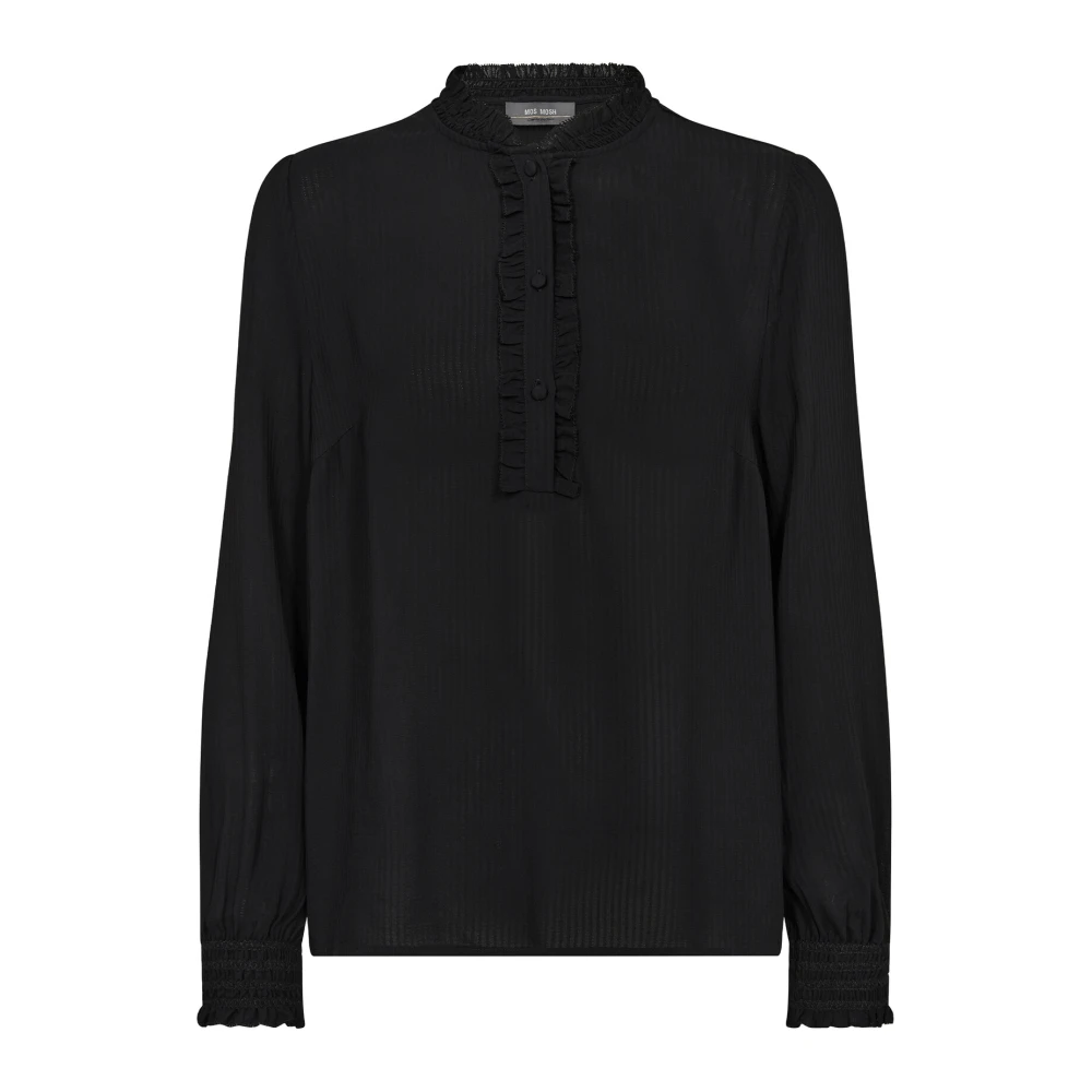 MOS MOSH Zwarte Blouse met Pofmouwen Black Dames