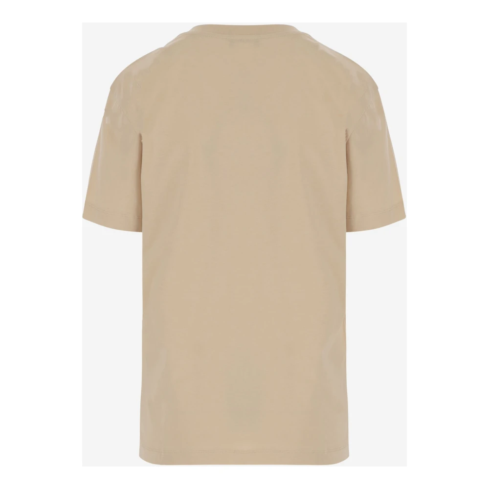 Patou Logo Print Katoenen Crew Neck T-shirt Beige Dames