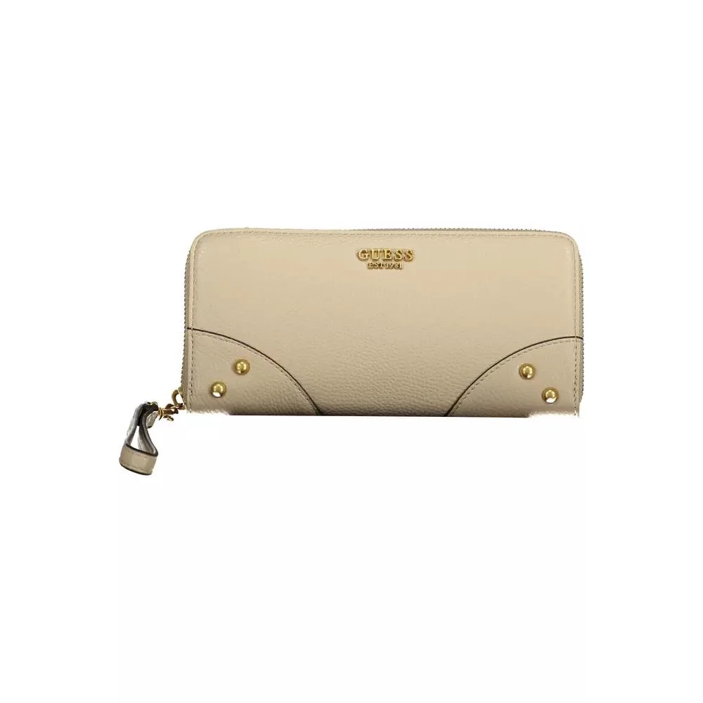 Guess Chique Beige Portemonnee met Rits en Contrasterende Accenten Beige Dames
