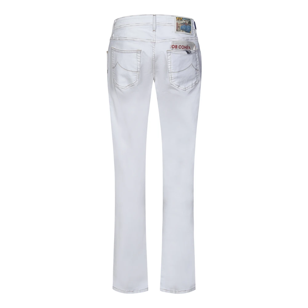 Jacob Cohën Witte Slim Fit Jeans met Naples Print White Heren