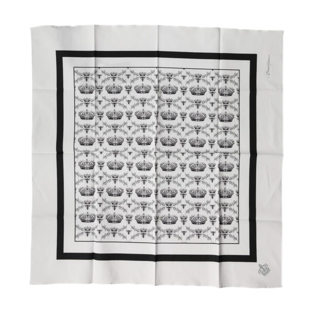 Dolce & Gabbana Mannelijk Wit Klassieke Katoenen Vierkante Foulard Sjaal