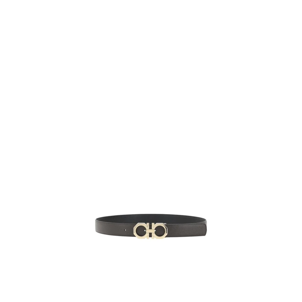 Salvatore Ferragamo Omkeerbare leren Gancio riem Black Heren