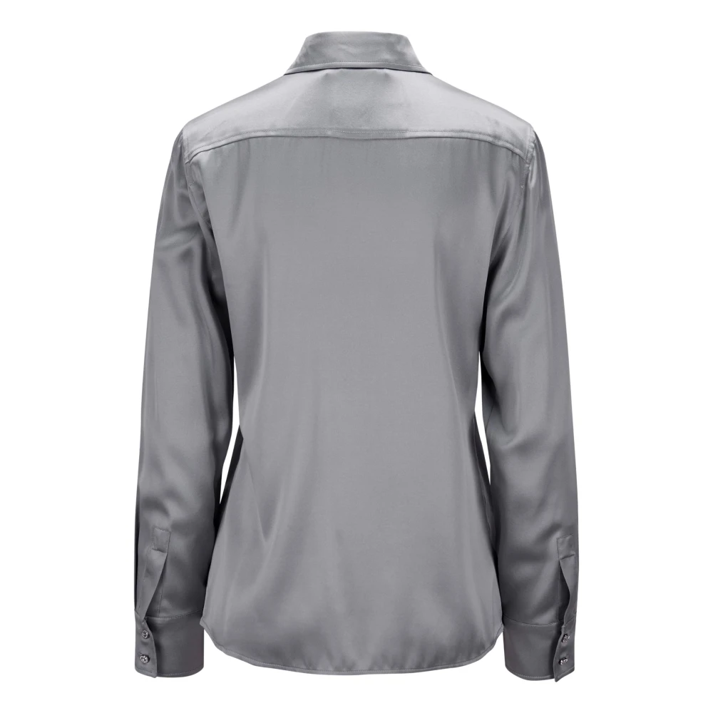 Max Mara Studio Zijden Klassieke Blouse Grijs Gray Dames