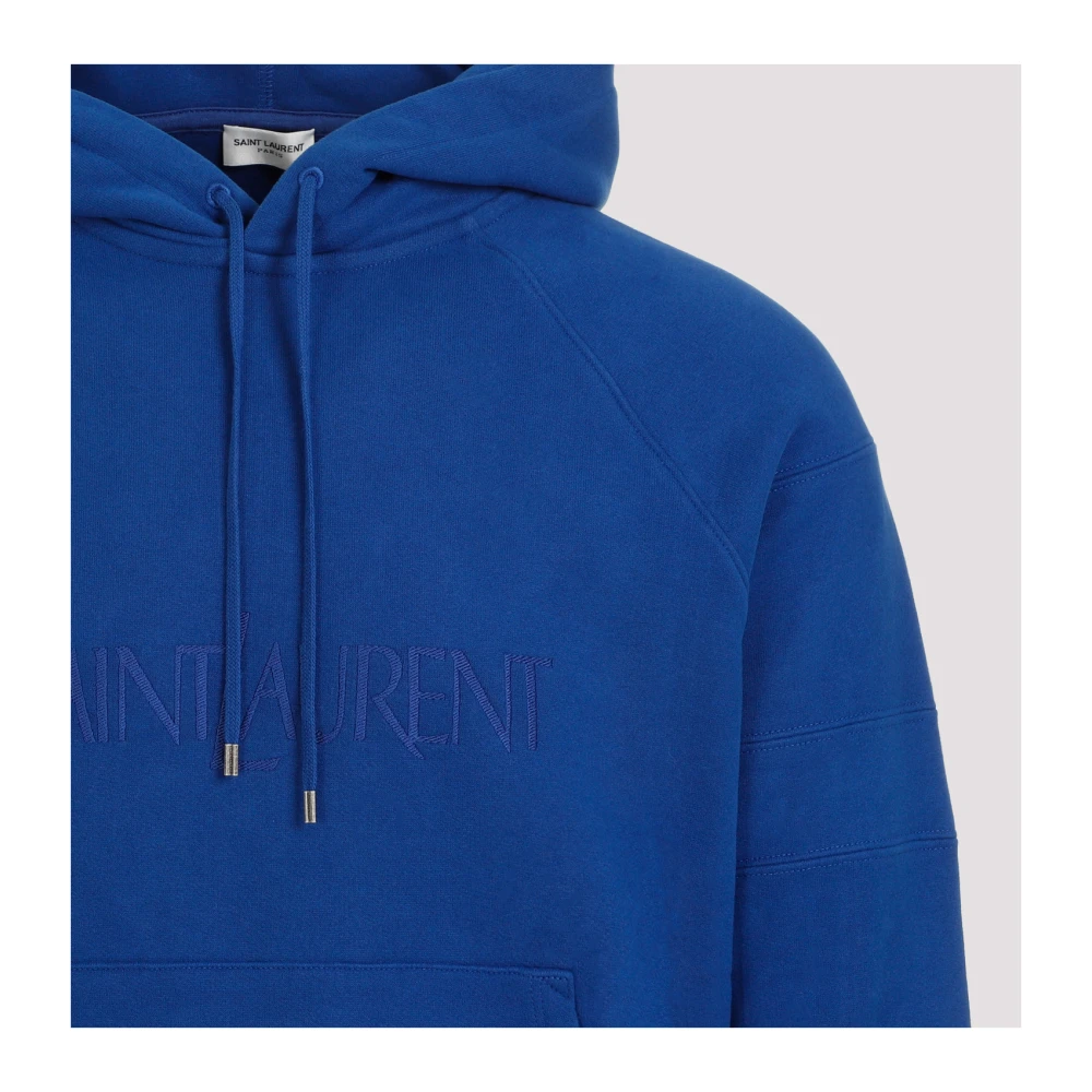 Saint Laurent Geborduurde hoodie in blauw Blue Heren
