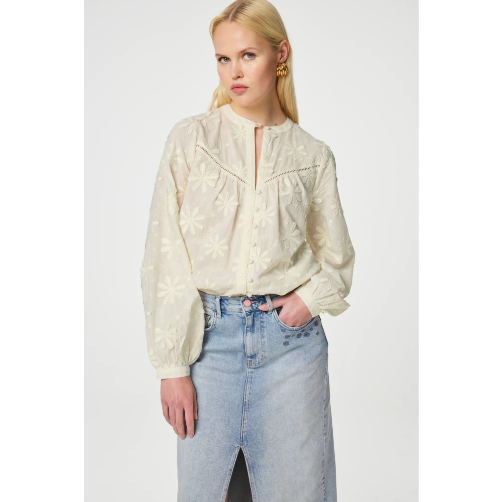 Fabienne Chapot Geborduurde Katoenen Blouse Beige Dames