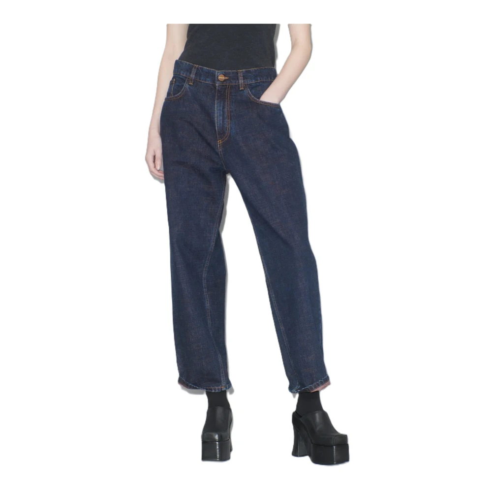 Odeeh Blauwe Jeans met Bordeaux Voering Blue Dames