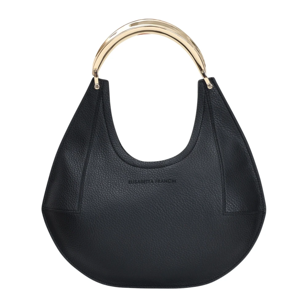 Elisabetta Franchi Zwarte handtas met gouden metalen handvat Black Dames
