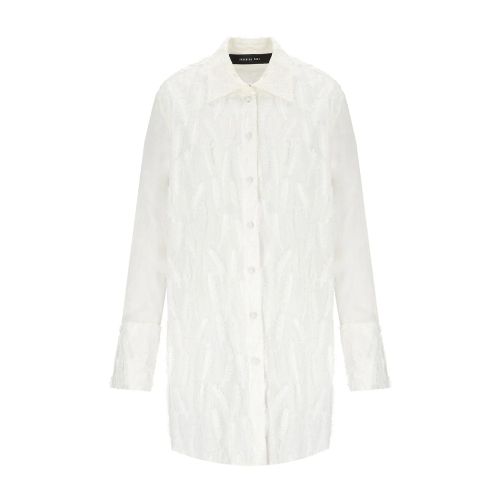 Federica Tosi Women's White Embroidered Fringe Leaves Shirt - Shirts - S - Blouses & Shirts