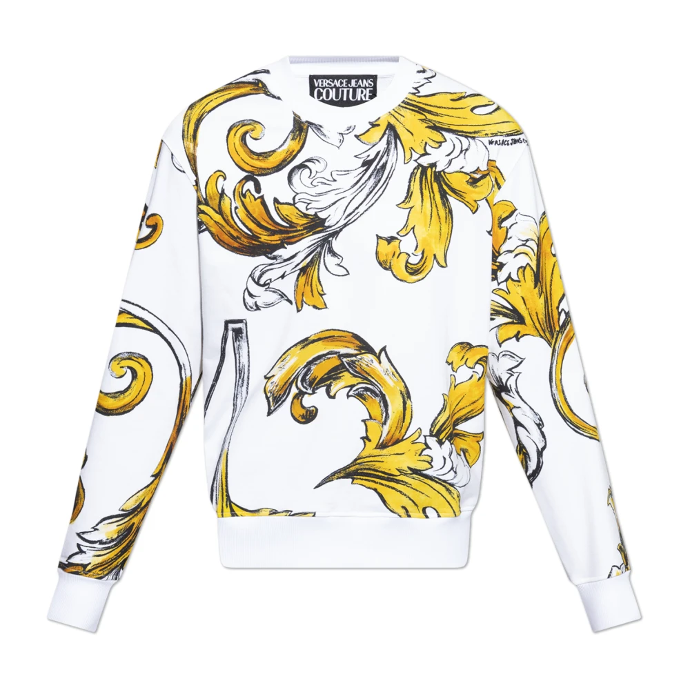 Versace Jeans Couture Sweatshirt met Outline Barocco-print White Heren