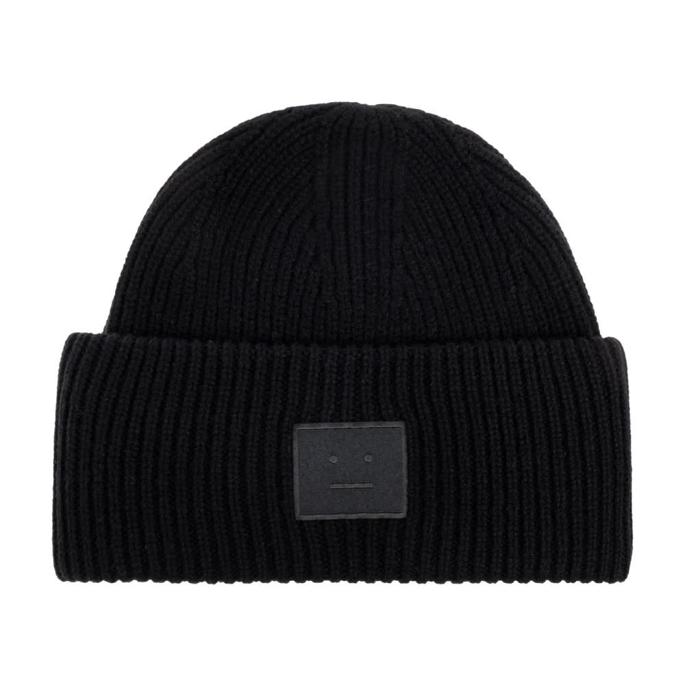Acne Studios Unisex Black Face Logo Beanie - Accessories - One Size - Accessories