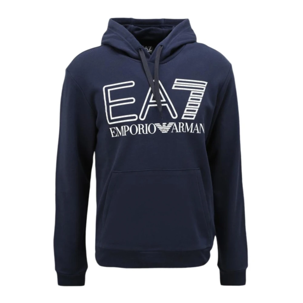 Emporio Armani EA7 Blauwe hoodie met voorlogo Blue Heren