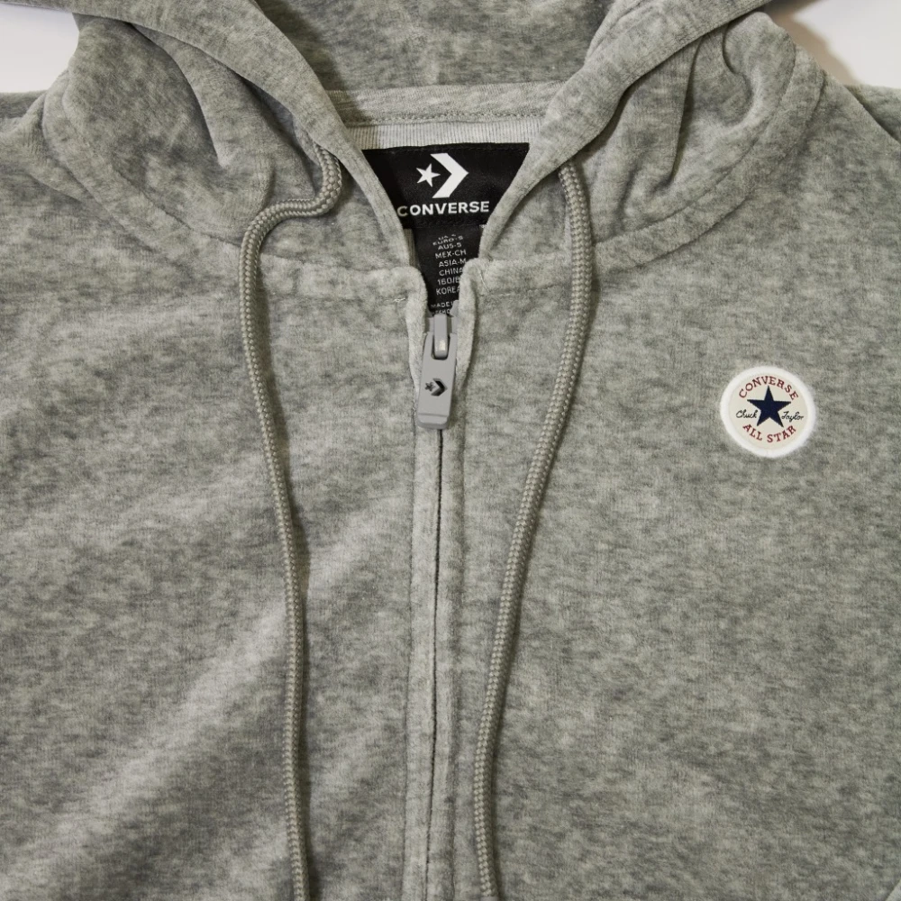 Converse Velour Chuck Hoodie Zip-Throughs Gray Dames