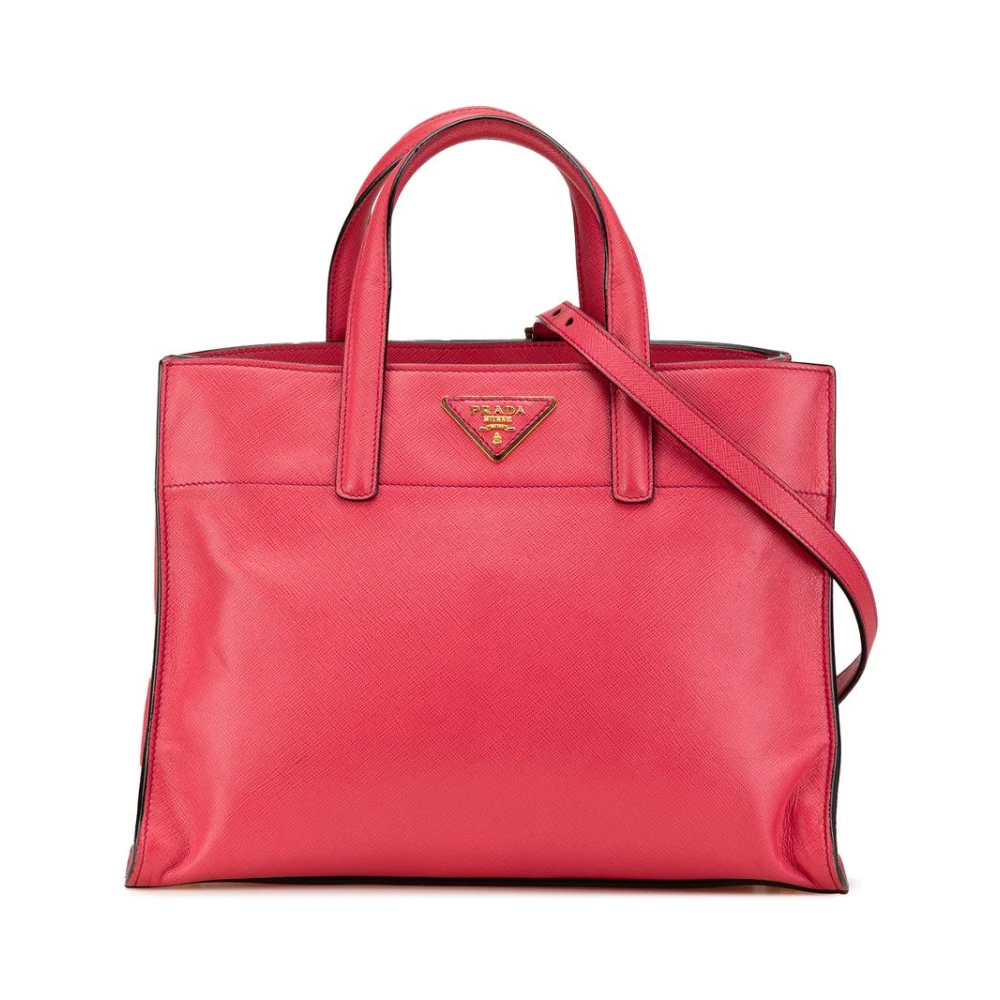Prada Vintage Women's Pink Vintage Tote Bags, One Size, Pre-Owned Saffiano Leather Tophandle Handbag