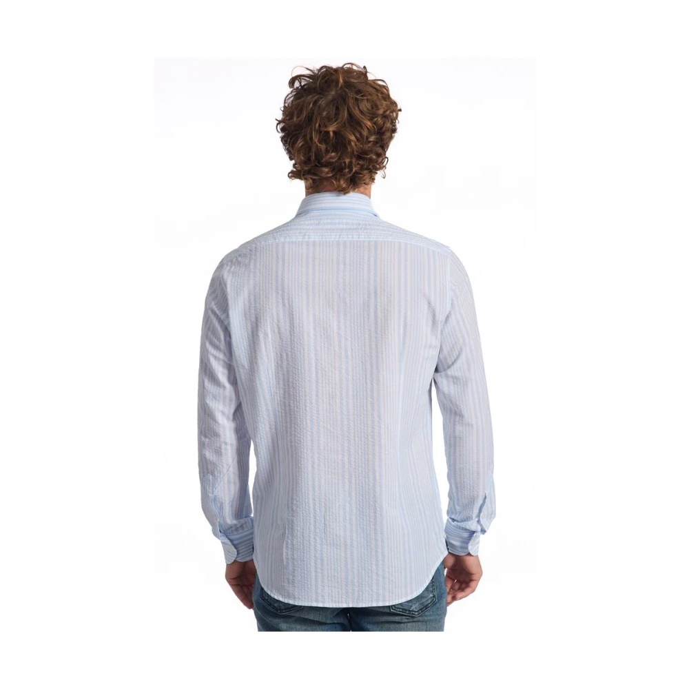 Baldinini Gestreept katoenen overhemd slim fit Blue Heren