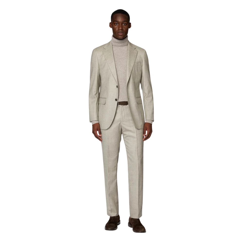 Boggi Milano Herenkostuum in keper van zuivere wol Beige Heren