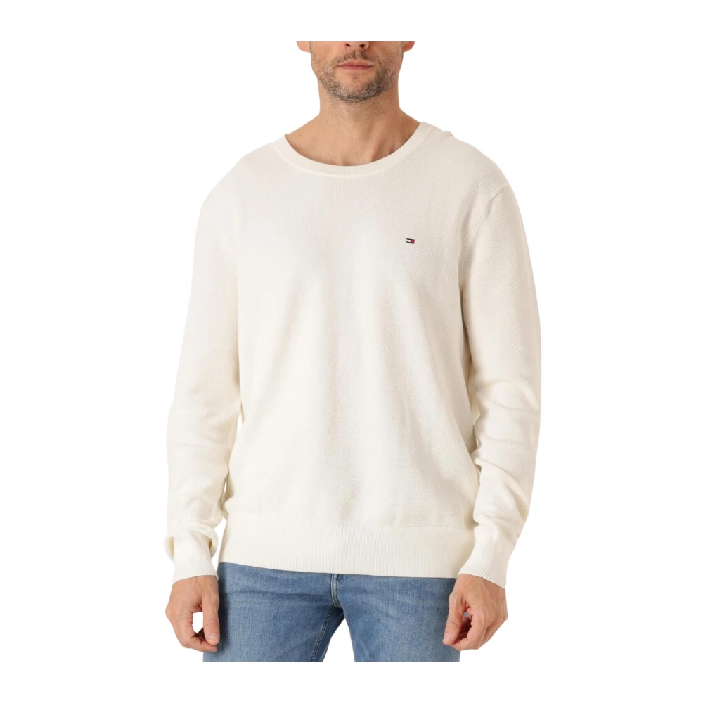 Tommy Hilfiger Gele Crew Neck Sweater Essential Structure Beige Heren
