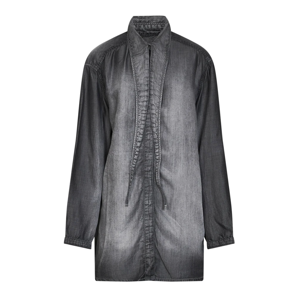 Diesel Gray Long Oversized Denim Shirt - Female - Shirts - M - Blouses & Shirts