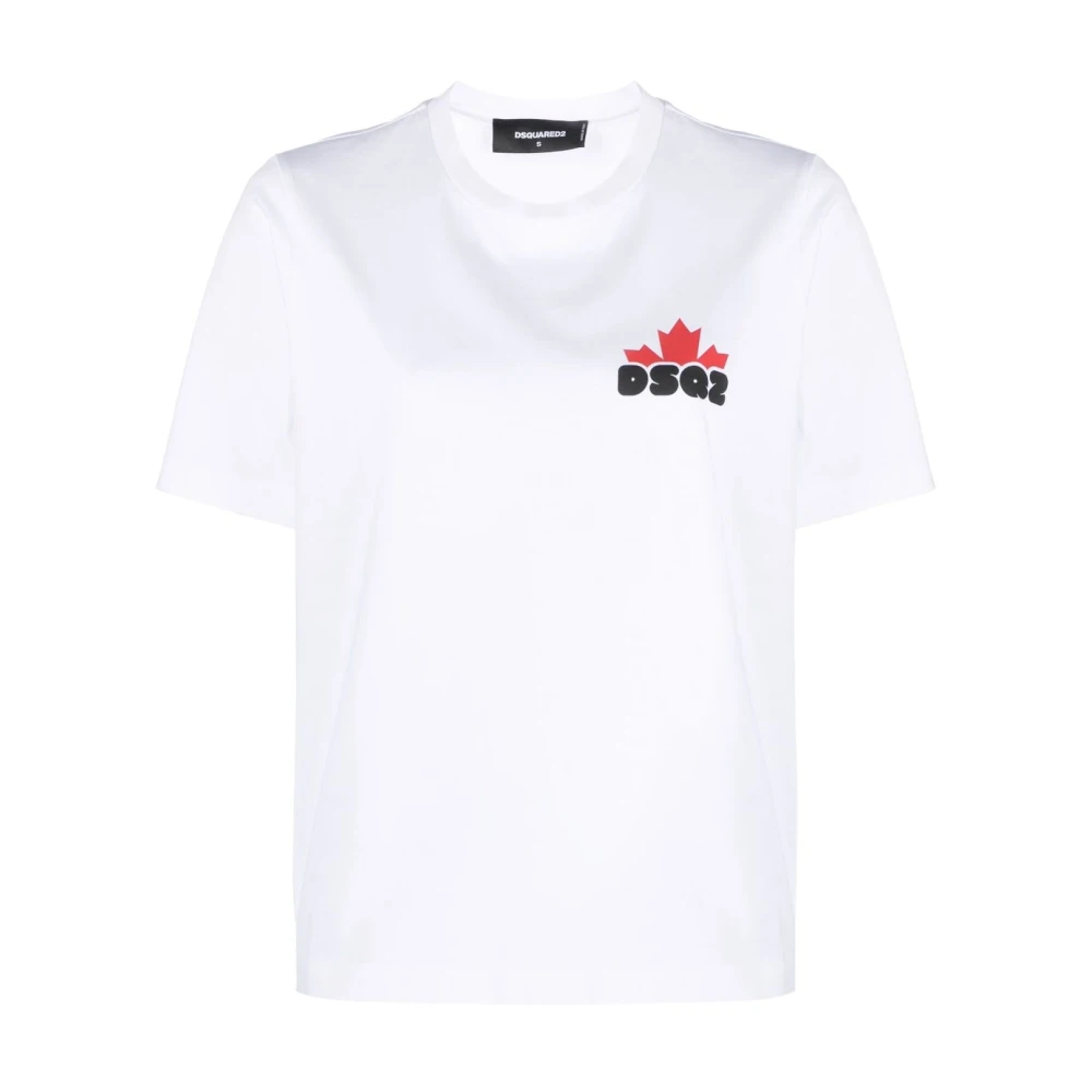 Dsquared2 Logo-Print Katoenen T-Shirt White Dames